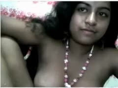 Lewd dilettante Indian nympho with massive boobies smiles for me on livecam 